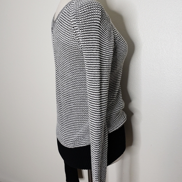 Calvin Klein Black White Striped Sweater Layer Spring Lightweight Designer Fall - Picture 8 of 11